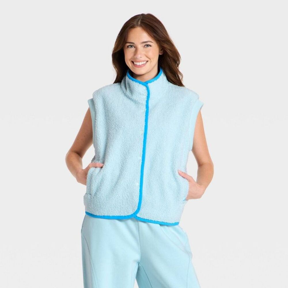 Women's High Pile Vest - JoyLab Light Blue M
